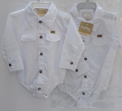 Imagem de Body Luxo Social Batizado Branco Bebê Menino Katita Rf 26140