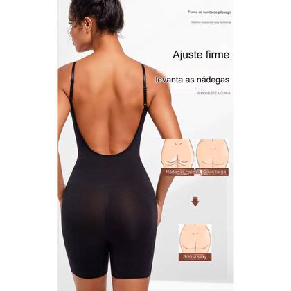 Imagem de Body Macaquinho Cinta Modeladora Costas Aberta Modela Bumbum