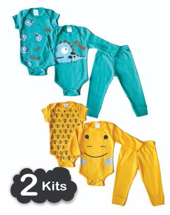 Imagem de Body Menino Bebê 2 Kits com 6 Peças INVERNO