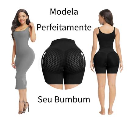 Imagem de Body Modelador Corporal Slim Redutor de Medidas Cintura Cinta Modeladora Preta Tam: M Perfeitamente Cinturas de 42 A 44