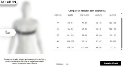 Imagem de Body Modelador Duloren Elegance Sem Bojo Compressão 113215