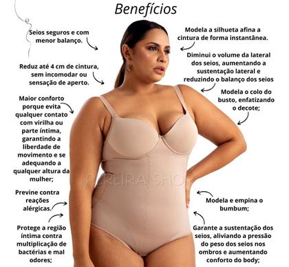 Imagem de Body Modelador Plus Size Média Forte Compressão Com Bojo 351601