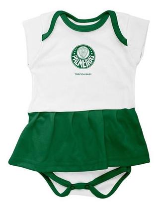 Imagem de Body Palmeiras Bebe + Pantufa + Lacinho Menina Oficial Bodie - Verde - GG (9-12 meses)