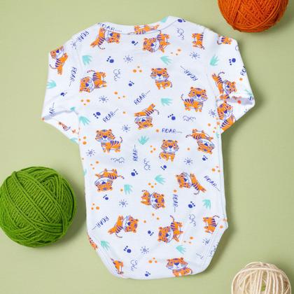Imagem de Body para Bebê Manga Longa Estampadinho Tigre Branco