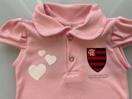 Imagem de Body Para Bebês Flamengo Rosa Polo Lincenciado Oficial bory bori roupinha time