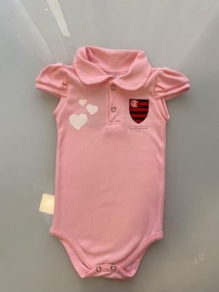 Imagem de Body Para Bebês Flamengo Rosa Polo Lincenciado Oficial bory bori roupinha time