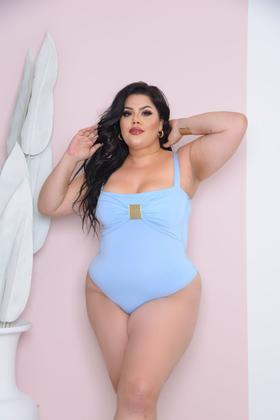 Imagem de Body Plus Size Franzindo Com Detalhe em Bijoux