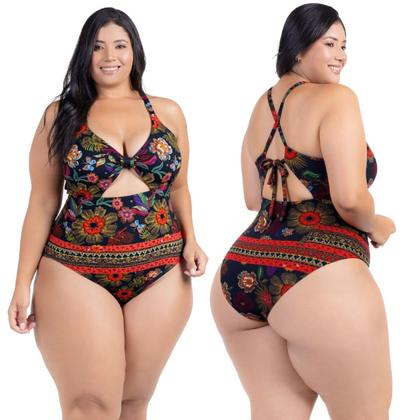 Imagem de Body Plus Size Praia Piscina Com Bojo Reforçado Estampado