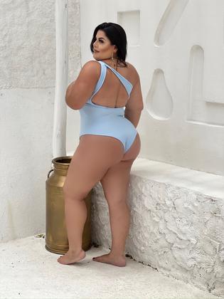 Imagem de Body Plus Size Um Ombro Regata Decote Lateral Costas de Fora