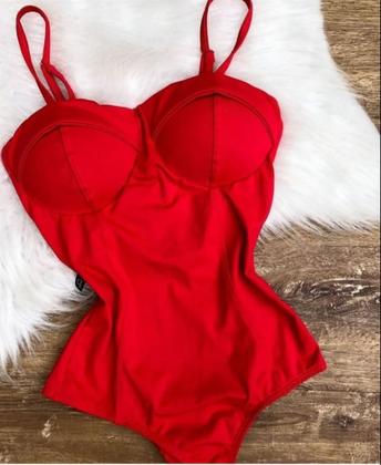 Imagem de Body Retro Colan Maiô Poliamida Moda Tendência Vermelho Glamour Elegância Festas Look Natal