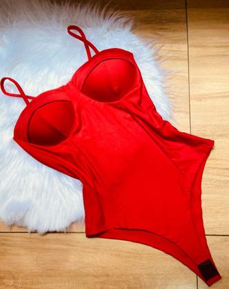 Imagem de Body Retro Colan Maiô Poliamida Moda Tendência Vermelho Glamour Elegância Festas Look Natal