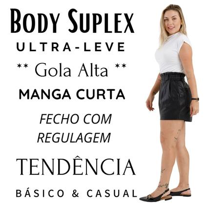 Imagem de Body Suplex Básic Gola Alta Sem Manga Moda Feminina Slim Primavera Verão Tendencias 3065ABODY GOLA ALTA SEM MANGAS 3065A