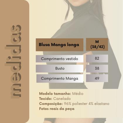 Imagem de Body Suplex Costa Aberta Manga Longa Gola Alta Moda Gringa Blogueira Inverno