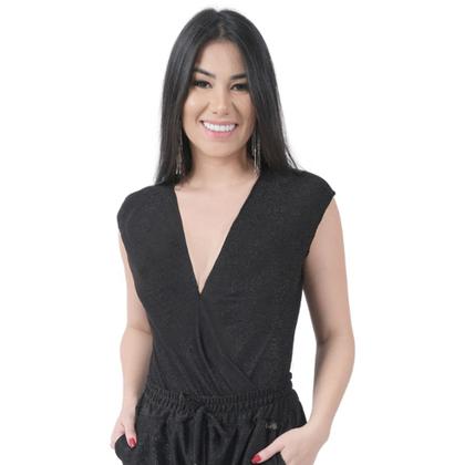 Imagem de Body Transpassado Brilho Luxo Blusa Feminina P ao Plus Size