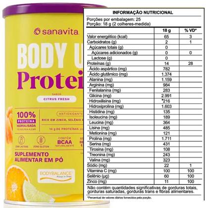 Imagem de Body Up Protein - 100% Hidrolisado - Bodybalance - Citrus Fresh - 450g - Sanavita