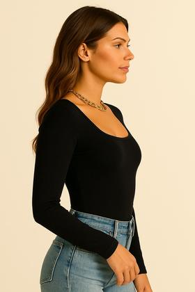 Imagem de Body Vermelho Feminino Suplex Manga Longa Decote Quadrado