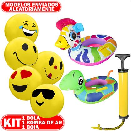 Imagem de Boia Animal Aquática Inflável Bola Inflável Praia Piscina Bomba de Ar Manual Kit Salva Vidas
