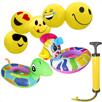Imagem de Boia Animal Aquática Inflável Bola Inflável Praia Piscina Bomba de Ar Manual Kit Salva Vidas