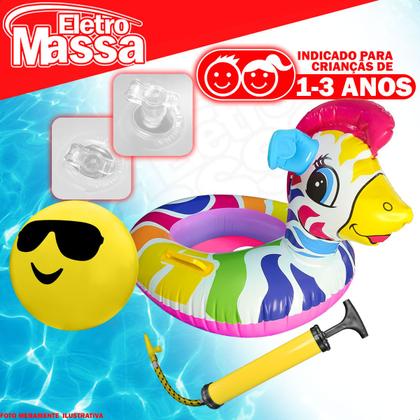 Imagem de Boia Animal Aquática Inflável Bola Inflável Praia Piscina Bomba de Ar Manual Kit Salva Vidas