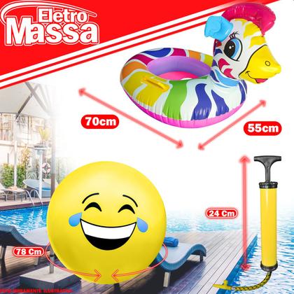 Imagem de Boia Animal Aquática Inflável Bola Inflável Praia Piscina Bomba de Ar Manual Kit Salva Vidas