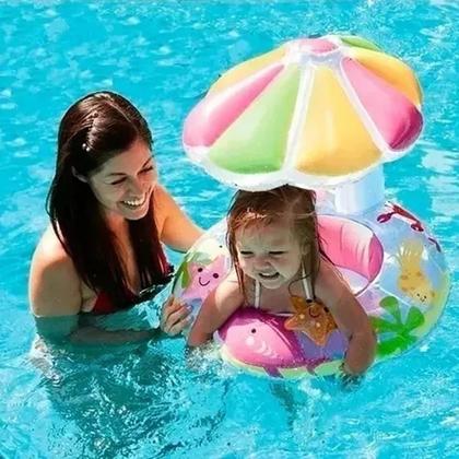 Imagem de Boia Bebê Cobertura Menina Fralda Infantil Inflável Proteção