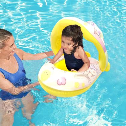 Imagem de Boia Bebê Cobertura Menina Fralda Infantil Inflável Proteção