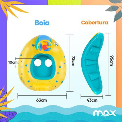 Imagem de Boia Bebê Inflável com Assento Fralda e Cobertura Solar para Proteção na Piscina