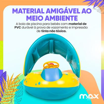 Imagem de Boia Bebê Inflável com Assento Fralda e Cobertura Solar para Proteção na Piscina
