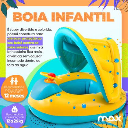 Imagem de Boia Bebê Inflável com Assento Fralda e Cobertura Solar para Proteção na Piscina