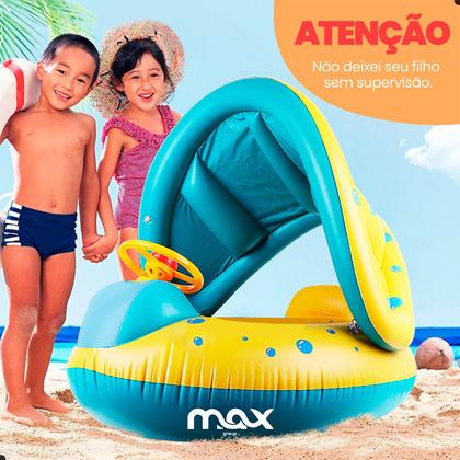 Imagem de Boia Bebê Inflável com Assento Fralda e Cobertura Solar para Proteção na Piscina