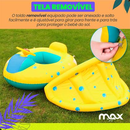 Imagem de Boia Bebê Inflável com Assento Fralda e Cobertura Solar para Proteção na Piscina