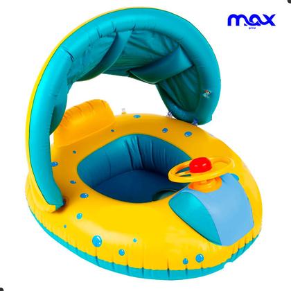 Imagem de Boia Bebê Inflável com Assento Fralda e Cobertura Solar para Proteção na Piscina