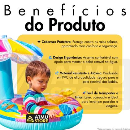 Imagem de Boia Bebê Piscina Cobertura Infantil Inflável Proteção Solar