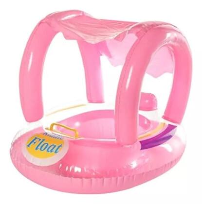 Imagem de Boia Bebês Com Assento E Cobertura Baby Boat - Rosa 70X65X55