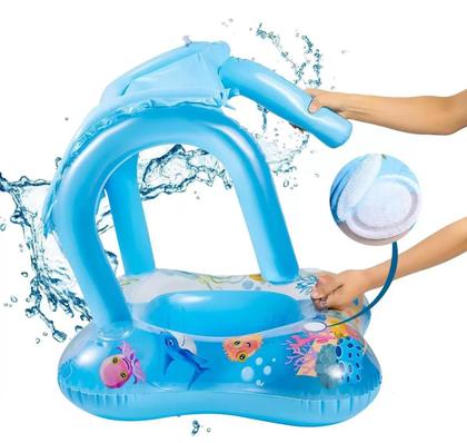 Imagem de Boia Bote Bebê Cobertura Fralda Infantil Inflável Proteção