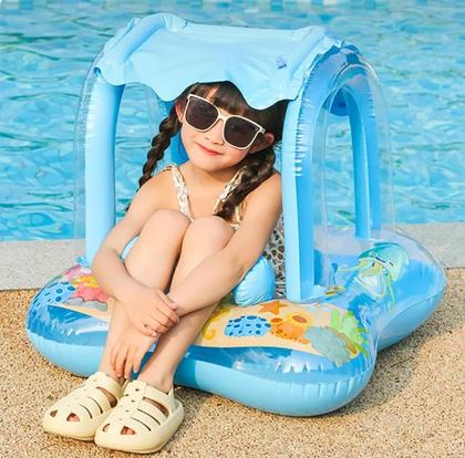 Imagem de Boia Bote Bebê Cobertura Fralda Infantil Inflável Proteção