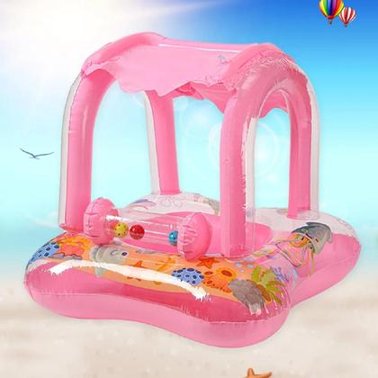 Imagem de Boia Bote Bebê Cobertura Fralda Infantil Inflável Proteção