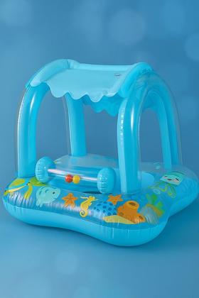 Imagem de Boia Bote Bebê Cobertura Fralda Infantil Rosa Ou Azul Boia Piscina Bebe 59cm Inflável Protecao