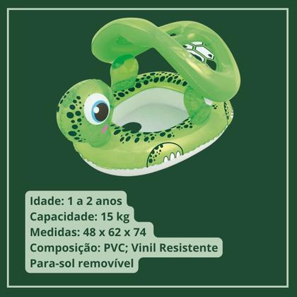 Imagem de Boia Bote Bebê Cobertura Fralda Infantil Tartaruga Para-Sol