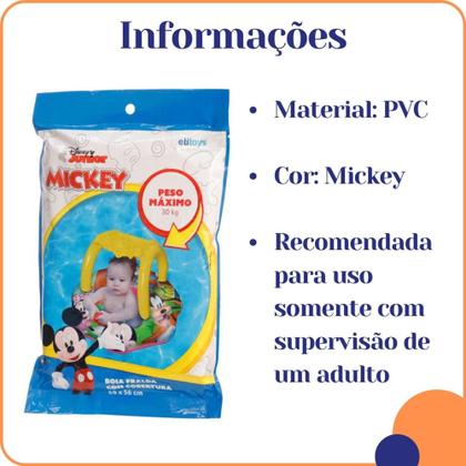 Imagem de Boia bote fralda bebê do Mickey com cobertura infantil e proteção - Etitoys