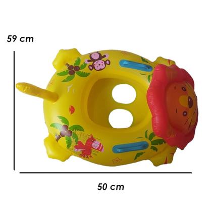 Imagem de Boia Bote Fralda Infantil Com Alça E Assento Colorida Leão