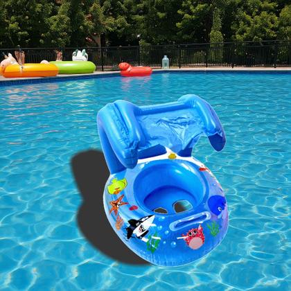 Imagem de Boia Bote Fralda para Bebês com cobertura e Encaixe para as Pernas Infantil Azul