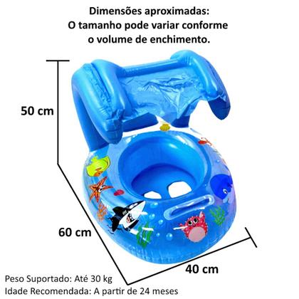 Imagem de Boia Bote Fralda para Bebês com cobertura e Encaixe para as Pernas Infantil Azul