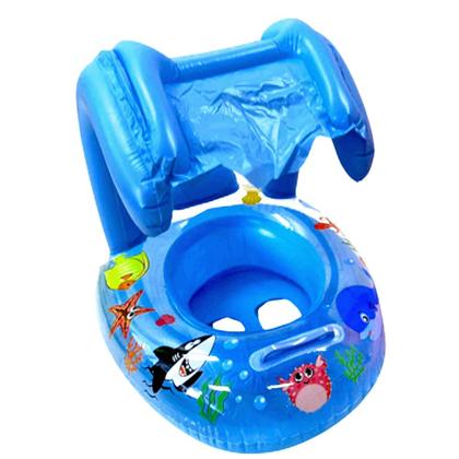 Imagem de Boia Bote Fralda para Bebês com cobertura e Encaixe para as Pernas Infantil Azul