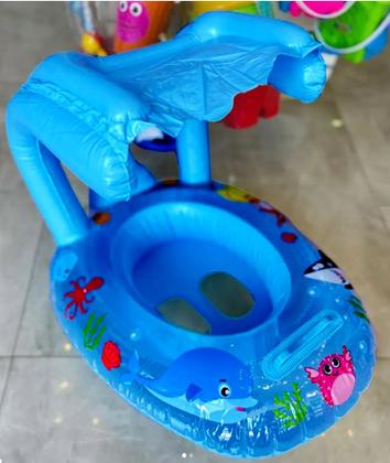 Imagem de Boia Bote Fralda para Bebês com cobertura e Encaixe para as Pernas Infantil Azul