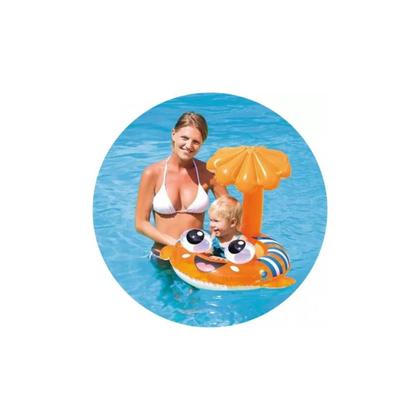 Imagem de Boia bote inflável com cobertura proteção solar bebe e criança