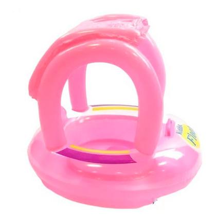 Imagem de Boia Bote Inflável Infantil Bebê com Fralda e Cobertura Guarda Sol para Piscina
