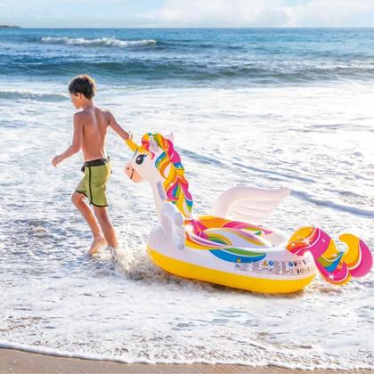 Imagem de Bóia bote inflável unicórnio gigante intex para criança 1,98m