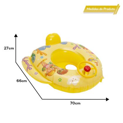 Imagem de Boia Bote Redondo Carrinho Menino Menina Verão Cor Amarelo