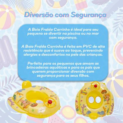 Imagem de Boia Bote Redondo Carrinho Menino Menina Verão Cor Amarelo